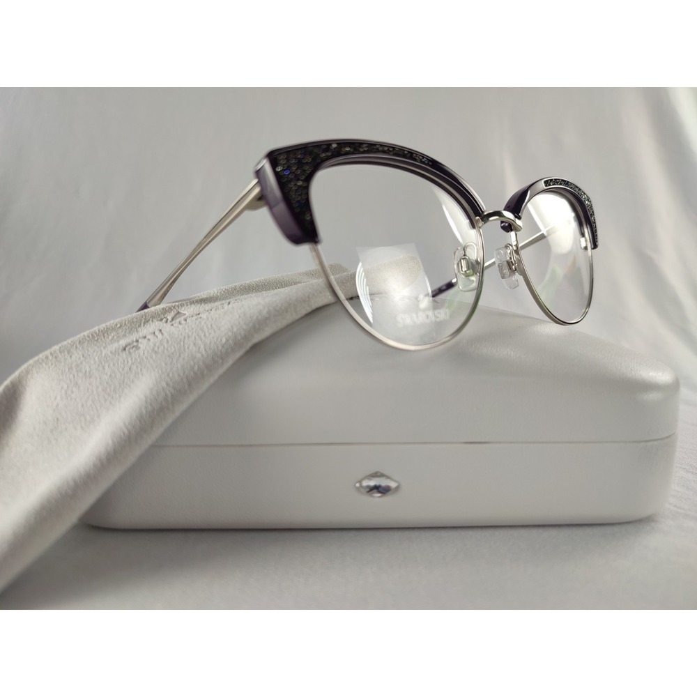 Swarovski SK 5363 081 Shiny Violet Cat Eye Eyeglass Frames Women 53-17-145 NWT